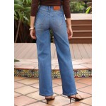 Sidefeel Women's Wide Leg Jeans High Waisted Stretchy Jeans Straight Leg Trendy Patchwork Loose Fit Denim Pants