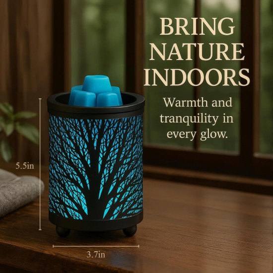 Leyoue Electric Wax Melt Warmer PTC Heating Plate with 7 Colors LED Changing Light Wax Warmer Fragrance Warmer for Home Office Gifts & Decor(Black Forest)