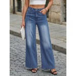 Trendy Queen Women's Wide Leg Baggy Jeans - High Waisted Relaxed Fit Pants, Super Soft Stretch Denim with Front Seam