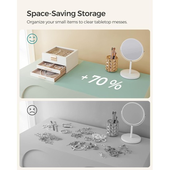 SONGMICS GISELLA Collection - Jewelry Box Organizer, 3-Layer Jewelry Storage with 2 Drawers, Shiny Metal Hardware, Glass Lid, Modern, 8 x 9.1 x 5.3 Inches, Cloud White and Gold Color UJBC239WT SONGMICS GISELLA Collection - Jewelry Box Organizer, 3-Layer Jewelry Storage with 2 Drawers, Shiny Metal Hardware, Glass Lid, Modern, 8 x 9.1 x 5.3 Inches, Cloud White and Gold Color UJBC239WT