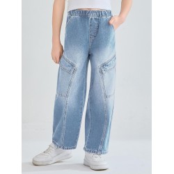 Haloumoning Girls Jeans Baggy Wide Leg Elastic High Waisted Denim Pants Y2K Boyfriend Jeans with Pockets 5-14Y Haloumoning Girls Jeans Baggy Wide Leg Elastic High Waisted Denim Pants Y2K Boyfriend Jeans with Pockets 5-14Y
