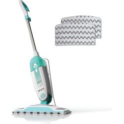 Shark Steam Mop with 2 Machine Washable Dirt Grip Pads, Removable Water Tank, Lightweight, Steam Cleaner for sealed Hard Floors, Marble, Stone, Hardwood, Tile, Laminate, White/Seafoam, S1000