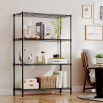 BestOffice | 4-Tier Wire Storage Shelves | 36x14x54 | Black | with Adjustable Racks | Heavy-Duty Metal Shelf, Holds Upto 1000 lbs | No-Tool Assembly | Ideal for Home & Garage Shelving