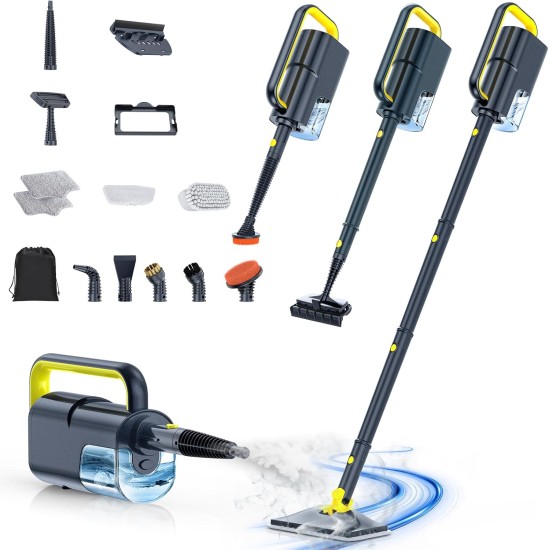 ScrubWiz Steam Mop with Detachable Handheld Steam Cleaner, 10-in-1 Multi Accessories, Quick 10s Heat, 350ml and 2-Level Steamer for Cleaning Floor, Carpet, BBQ Grill, Tile, and Grout, Gray ScrubWiz Steam Mop with Detachable Handheld Steam Cleaner, 10-in-1 Multi Accessories, Quick 10s Heat, 350ml and 2-Level Steamer for Cleaning Floor, Carpet, BBQ Grill, Tile, and Grout, Gray