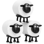 VELENTI Sheep Toilet Roll Holder, Free Standing Bathroom Set, 3D Printed, Funny Hilarious Black Sheep Loo Roll Holder, Tissue Paper Storage, Cute Bathroom Decor, X3, Set of 3