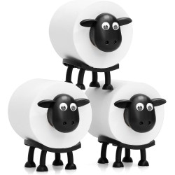 VELENTI Sheep Toilet Roll Holder, Free Standing Bathroom Set, 3D Printed, Funny Hilarious Black Sheep Loo Roll Holder, Tissue Paper Storage, Cute Bathroom Decor, X3, Set of 3