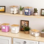 Laundry Pods Storage Container, Clear Laundry Room Organization and Storage,Detergent Powder Container,with Wooden Lids & Labels, 3+1 Pack