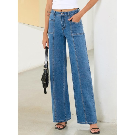 Sidefeel Womens Wide Leg Jeans High Waisted Stretchy Straight Leg Baggy Denim Pants Sidefeel Womens Wide Leg Jeans High Waisted Stretchy Straight Leg Baggy Denim Pants