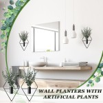 Jexine 4 Pcs Hanging Planters with Artificial Eucalyptus Metal Hanging Vase Indoor Plants Holder Modern Geometric Boho Bathroom Wall Decor for Living Room Home Office(Black) Jexine 4 Pcs Hanging Planters with Artificial Eucalyptus Metal Hanging Vase Indoor Plants Holder Modern Geometric Boho Bathroom Wall Decor for Living Room Home Office(Black)