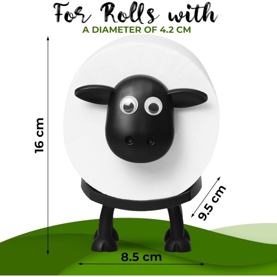 VELENTI Sheep Toilet Roll Holder, Free Standing Bathroom Set, 3D Printed, Funny Hilarious Black Sheep Loo Roll Holder, Tissue Paper Storage, Cute Bathroom Decor, X3, Set of 3
