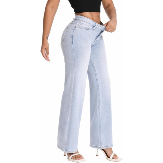 Shaping Wide Leg Baggy Jeans for Women Stretchy Mid Low Waisted Butts Lifting Cute Jeans Trendy BBL Distressed Jean Shaping Wide Leg Baggy Jeans for Women Stretchy Mid Low Waisted Butts Lifting Cute Jeans Trendy BBL Distressed Jean