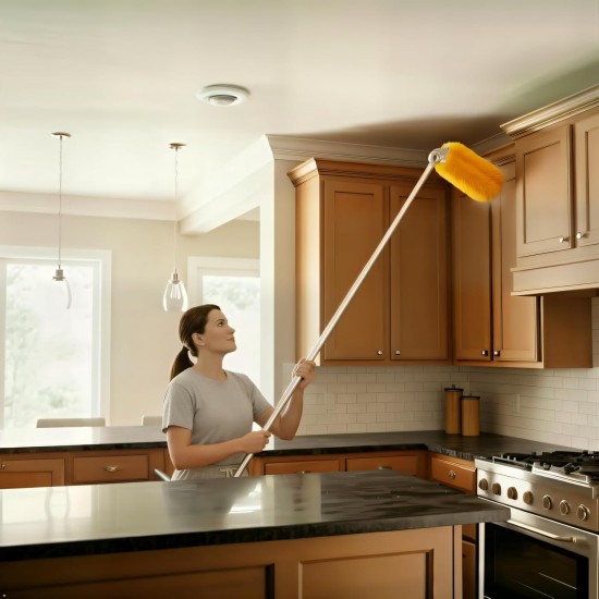 Long Handle Dusters for Cleaning with 2 Replacement Heads, Washable Cleaning Duster Kit with Laundry Mesh Bag, Cobweb Duster, Extendable Dusting Tool for Home and Office