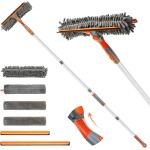 Eazer Squeegee Window Cleaner Tool, 2 in 1 Rotatable Window Cleaning Squeegee Kit with Extension Pole, 62'' Window Washing Kit, Bendable Head for Car Glass - 2 Scraper