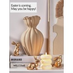 DN DECONATION Golden Polyresin Bunny Decor Rabbit Figurines, Easter Bunny Statue Set of 3 for Spring Tabletop Decor