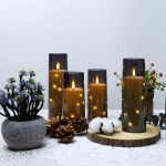 Flameless LED Candles with Timer 5 Pc Flickering Flameless Candles for Romantic Ambiance and Home Decoration Stable Acrylic Shell,with Embedded Star String,Battery Operated Candles(Grey) Flameless LED Candles with Timer 5 Pc Flickering Flameless Candles for Romantic Ambiance and Home Decoration Stable Acrylic Shell,with Embedded Star String,Battery Operated Candles(Grey)