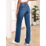 Sidefeel Women's Wide Leg Jeans High Waisted Tummy Control Stretchy Straight Leg Elastic Waist Trendy Denim Pants Sidefeel Women's Wide Leg Jeans High Waisted Tummy Control Stretchy Straight Leg Elastic Waist Trendy Denim Pants