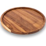 11.5 Inches Candle Holder Tray Home Decor, Round Wood Tray for Coffee Table, Small Wooden Serving Decorative Trays for Home