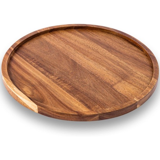 11.5 Inches Candle Holder Tray Home Decor, Round Wood Tray for Coffee Table, Small Wooden Serving Decorative Trays for Home