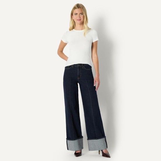 Amazon Essentials (Demi's Pick) Women's High-Rise Wide Leg Cuffed Jean Amazon Essentials (Demi's Pick) Women's High-Rise Wide Leg Cuffed Jean