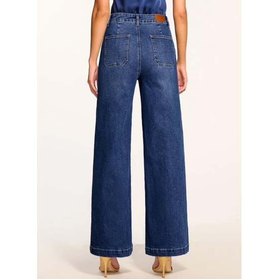 Sidefeel Womens Wide Leg Jeans High Waisted Stretchy Straight Leg Baggy Denim Pants with Pockets Sidefeel Womens Wide Leg Jeans High Waisted Stretchy Straight Leg Baggy Denim Pants with Pockets