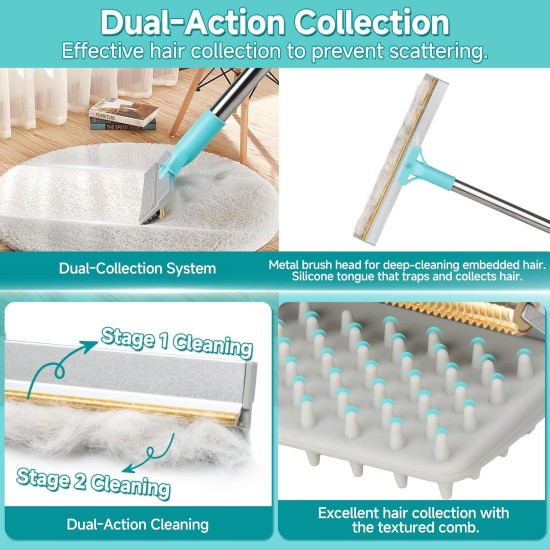 Carpet Rake for Pet Hair Removal Tool, Reusable Pet Hair Remover Broom, Dog&Cat Hair Remover Scraper Rake with 54” Adjustable Long Handle, 3 Pcs Carpet Brush Rake for Rugs, Mats, Couch, Furniture Carpet Rake for Pet Hair Removal Tool, Reusable Pet Hair Remover Broom, Dog&Cat Hair Remover Scraper Rake with 54” Adjustable Long Handle, 3 Pcs Carpet Brush Rake for Rugs, Mats, Couch, Furniture