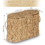 efluky Toilet Paper Storage Basket, Water Hyacinth Slim Toilet Paper Holder with Lid- Holds Up to 9 Mega Rolls, Home Bathroom Decor Organizer efluky Toilet Paper Storage Basket, Water Hyacinth Slim Toilet Paper Holder with Lid- Holds Up to 9 Mega Rolls, Home Bathroom Decor Organizer