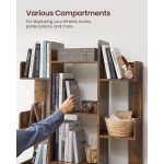 VASAGLE Bookshelf, Tree-Shaped Bookcase with 13 Storage Shelves, Rounded Corners, 9.8”D x 33.9”W x 55.1”H, Rustic Brown ULBC67BXV1 VASAGLE Bookshelf, Tree-Shaped Bookcase with 13 Storage Shelves, Rounded Corners, 9.8”D x 33.9”W x 55.1”H, Rustic Brown ULBC67BXV1