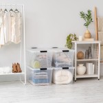 IRIS USA 72 QT Plastic Storage Box with Lid and Latches - 4 Pack - BPA-Free, See-Through Organizing Solution, Durable Nestable Stackable Containers, Secure Pull Handle - Clear