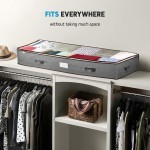 Under Bed Storage Bins - Pack Of 4 Under The Bed Storage Containers For Clothes, Blankets, Winter Clothing, & Shoes - Underbed Storage Containers With Handles, Dual Zippers, & Clear Top