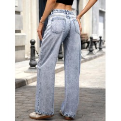 ELLEVEN Women's Low-Rise Baggy Jeans, High Stretchy Y2K Wide Leg Jeans Boyfriend Straight Leg Denim Pants ELLEVEN Women's Low-Rise Baggy Jeans, High Stretchy Y2K Wide Leg Jeans Boyfriend Straight Leg Denim Pants