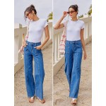 Sidefeel Womens Wide Leg Jeans High Waisted Stretchy Straight Leg Baggy Denim Pants Sidefeel Womens Wide Leg Jeans High Waisted Stretchy Straight Leg Baggy Denim Pants