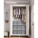 SONGMICS Storage Cubes, 13 x 13 x 13 Inches Non-Woven Fabric Bins with Double Handles, Set of 8, Closet Organizers for Shelves, Foldable, for Clothes, Cattail Gray UROB833G01