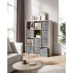 SONGMICS Storage Cubes, 13 x 13 x 13 Inches Non-Woven Fabric Bins with Double Handles, Set of 8, Closet Organizers for Shelves, Foldable, for Clothes, Cattail Gray UROB833G01