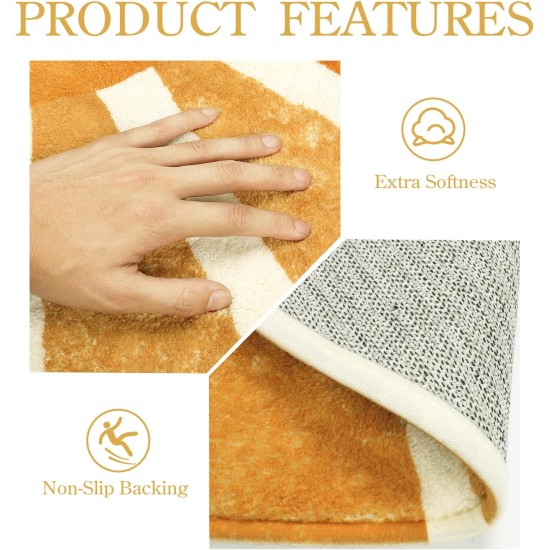 Lahome Boho Round Area Rug - 5Ft Machine Washable Soft Round Bedroom Rugs Non-Slip Throw Round Rugs for Living Room, Cute Rainbow Sun Print Circle Rugs for Office Dining Room Nursery Kids Classroom