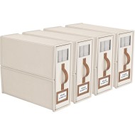 4 Pack Foldable Bed Sheets Set Organizers and Storage(King & Queen Size),Linen Fabric Closet Organizers with Window,Folding Bedding Storage Box for Bedsheets and Pillow Cube Organizer-Beige