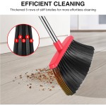 NACENA Broom and Dustpan Set, 52-in Long Adjustable Handle Broom Dustpan Combo with Dustpan Teeth to Automatically Clean Hair Suitable for Home Kitchen Office Hall Floor（Black&Red）
