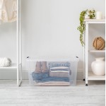 IRIS USA 72 QT Plastic Storage Box with Lid and Latches - 4 Pack - BPA-Free, See-Through Organizing Solution, Durable Nestable Stackable Containers, Secure Pull Handle - Clear