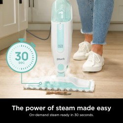 Shark Steam Mop with 2 Machine Washable Dirt Grip Pads, Removable Water Tank, Lightweight, Steam Cleaner for sealed Hard Floors, Marble, Stone, Hardwood, Tile, Laminate, White/Seafoam, S1000
