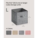 SONGMICS Storage Cubes, 13 x 13 x 13 Inches Non-Woven Fabric Bins with Double Handles, Set of 8, Closet Organizers for Shelves, Foldable, for Clothes, Cattail Gray UROB833G01