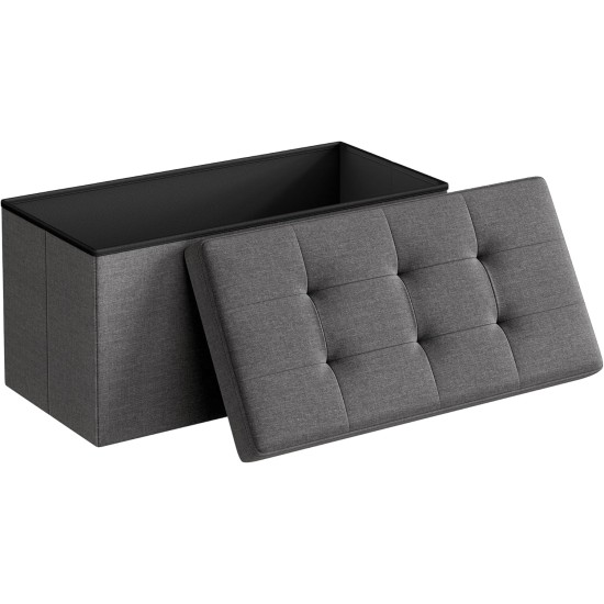 SONGMICS MAZIE Collection - 30 Inches Folding Storage Ottoman Bench, Ottoman Foot Rest, End of Bed Bench, Storage Chest, Load 660 lb, for Living Room, Bedroom, Entryway, Dark Gray ULSF47K SONGMICS MAZIE Collection - 30 Inches Folding Storage Ottoman Bench, Ottoman Foot Rest, End of Bed Bench, Storage Chest, Load 660 lb, for Living Room, Bedroom, Entryway, Dark Gray ULSF47K
