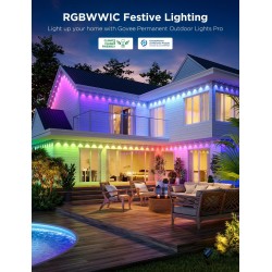 Govee Permanent Outdoor Lights Pro, 200ft with 120 RGBIC LED Lights for Daily and Accent Lighting, 75 Scene Modes for Outdoor Decor, IP67 Waterproof, Works with Alexa, Google Assistant, Matter, White
