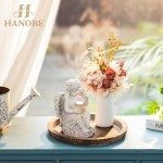 Hanobe Wooden Tray for Coffee Table: Candle Holder Plate Round Decorative Serving Tray - Vintage Table Centerpiece Rustic Farmhouse Home Decor