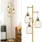 Dimmable Floor Lamp, Industrial Floor Lamps for Living Room, Gold Tree Lamp Standing Lamp Tall Lamps with 3 Elegant Teardrop Cage Head & 800 Lumens LED Bulbs for Living room Bedroom Office Dining Room Dimmable Floor Lamp, Industrial Floor Lamps for Living Room, Gold Tree Lamp Standing Lamp Tall Lamps with 3 Elegant Teardrop Cage Head & 800 Lumens LED Bulbs for Living room Bedroom Office Dining Room