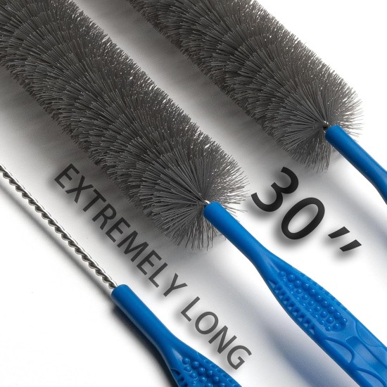 Refrigerator Coil Cleaning Brush，Sewer Set Brush Clog Remover,for Toilet, Kitchen Sink, Sewer, Bathroom Bathtub Hair Clogging Cleaning Tool，Long Drain Brush