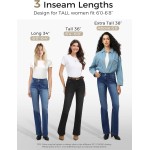 Tall Women's 34"/36"/38" Inseam Curvy Bootcut Jeans Mid-Rise Stretchy Denim Pants Classic Bell Bottom Trouser Tall Women's 34"/36"/38" Inseam Curvy Bootcut Jeans Mid-Rise Stretchy Denim Pants Classic Bell Bottom Trouser