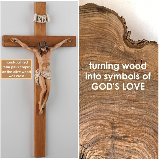 Crucifix Wall Cross - 14 Inch Olive Wood Wall Crucifix, Hand Painted Resin Jesus on Wooden Crucifix Catholic Home Decor Housewarming Religious Gifts Crucifix Wall Cross - 14 Inch Olive Wood Wall Crucifix, Hand Painted Resin Jesus on Wooden Crucifix Catholic Home Decor Housewarming Religious Gifts