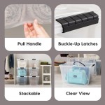 IRIS USA 6-Pack 54 Quart Stackable Storage Bins with Lids [Made in USA] - Everyday Organizer Latching Clear Plastic Organization Containers Closet Bedroom Shelving Units Home Storage - Clear/White