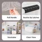IRIS USA 72 QT Plastic Storage Box with Lid and Latches - 4 Pack - BPA-Free, See-Through Organizing Solution, Durable Nestable Stackable Containers, Secure Pull Handle - Clear