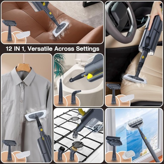 ScrubWiz Steam Mop with Detachable Handheld Steam Cleaner, 10-in-1 Multi Accessories, Quick 10s Heat, 350ml and 2-Level Steamer for Cleaning Floor, Carpet, BBQ Grill, Tile, and Grout, Gray ScrubWiz Steam Mop with Detachable Handheld Steam Cleaner, 10-in-1 Multi Accessories, Quick 10s Heat, 350ml and 2-Level Steamer for Cleaning Floor, Carpet, BBQ Grill, Tile, and Grout, Gray