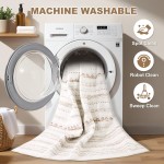 Nakagishi Area Rug Living Room Rugs: 5x7 Large Soft Machine Washable Boho Moroccan FarmNeutral Stain Resistant Indoor Floor Carpet for Bedroom Under Dining Table Home Office Decor-Cream Brown